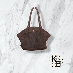 JW PEI Black Suede-Effect Tote with Gold Accent